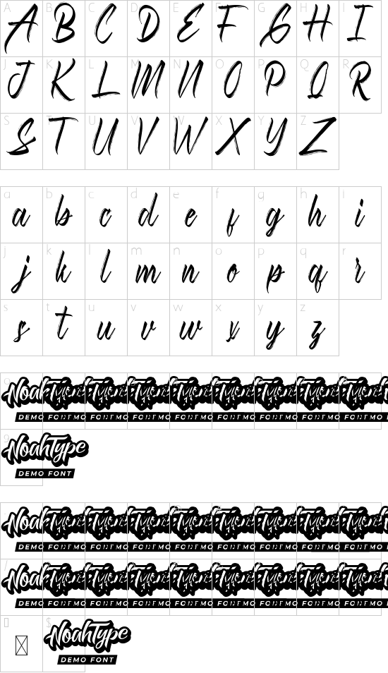 Ashly Tabitha Demo font character map