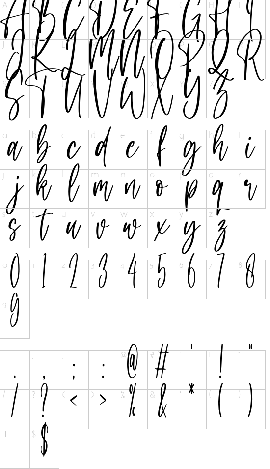 Daddy Day font character map