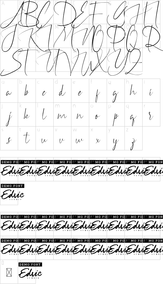 Happy Moon Demo font character map