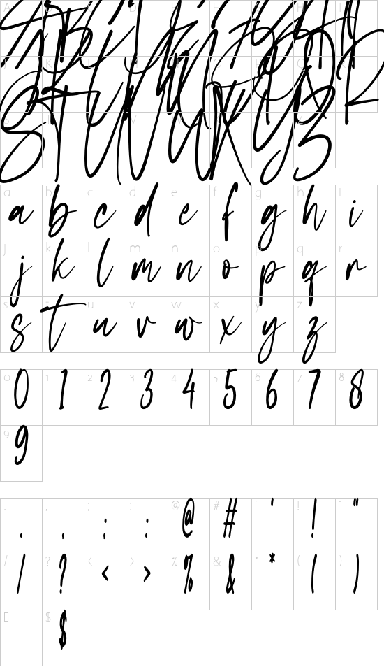 Hello France font character map