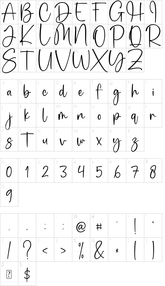 stay winter font character map