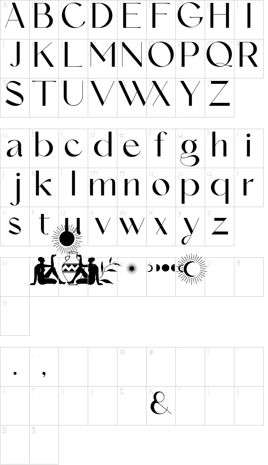 Le Amatcky Personal Use font character map