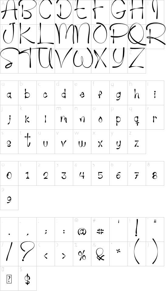 Rey Simpson font character map