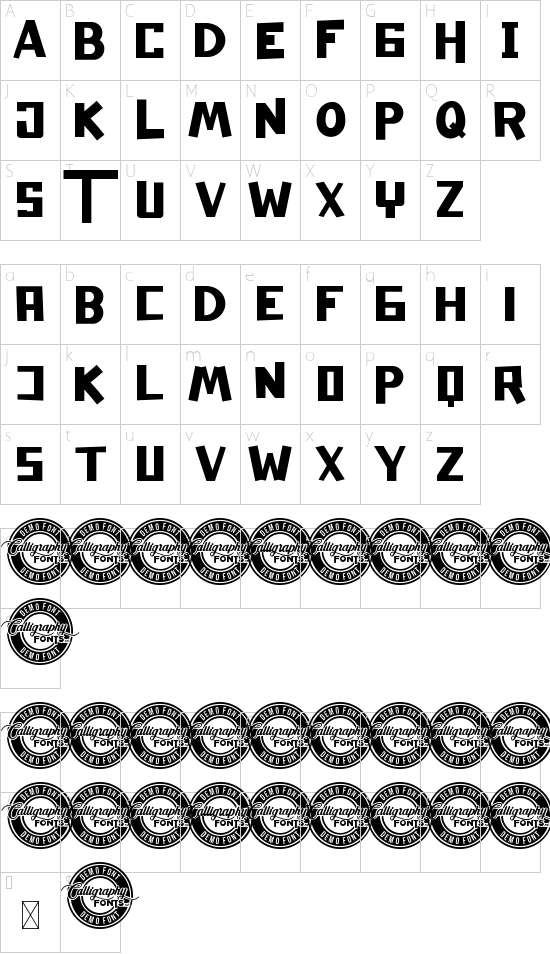 Ultramoon Demo font character map