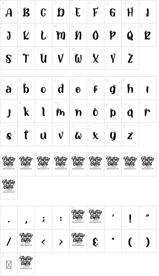 The Love Movies font character map