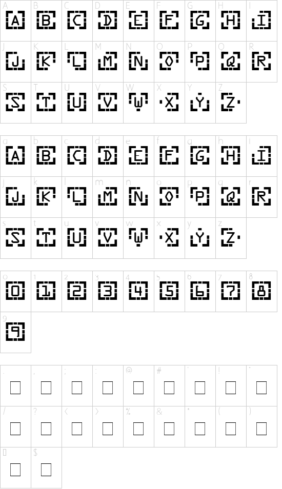 Encounter font character map