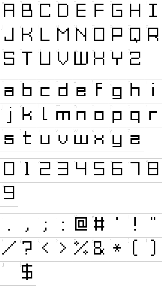Grixel Acme 9 Regular Xtnd font character map