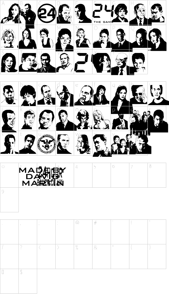 24hourbauer font character map