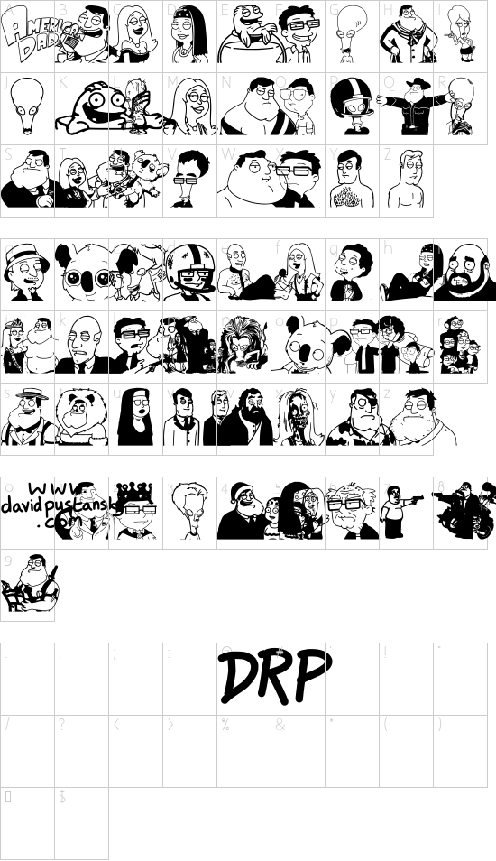 American Dad Good Morning USA font character map