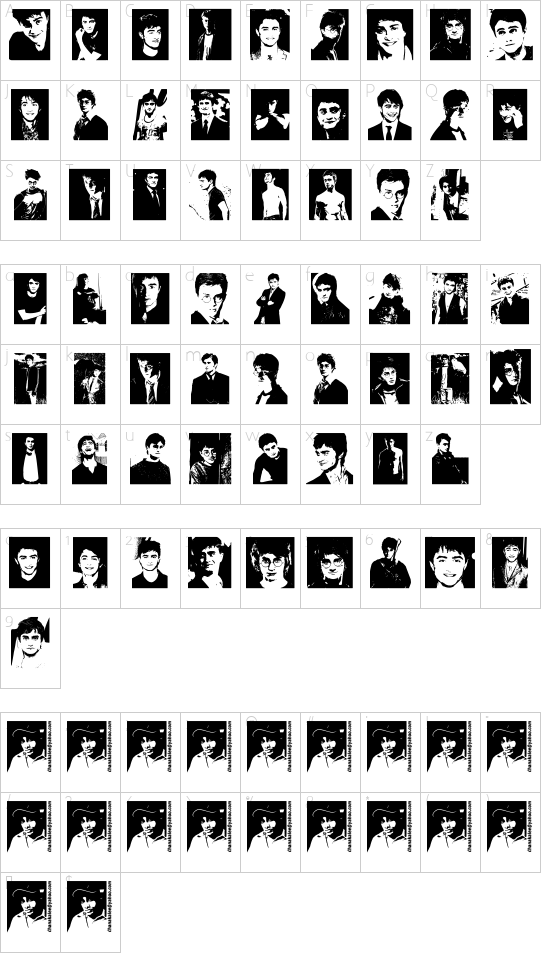 Daniel Radcliffe font character map