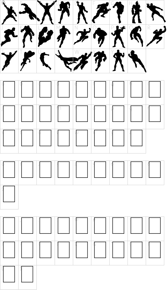 HeRoez font character map