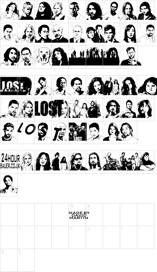 Lost Forever font character map