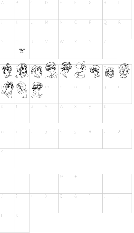 SO CCSakura font character map