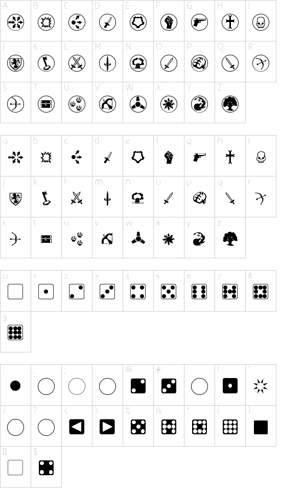 dPoly 4EDings font character map