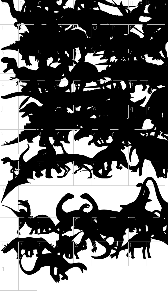 Ding-o-saurs font character map