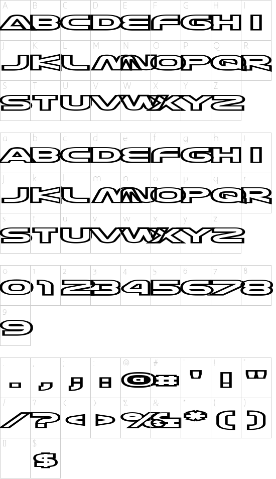 Joy Circuit font character map