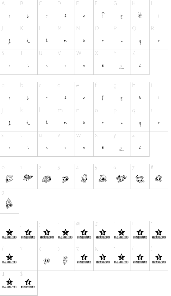 HAPPY FAMILY TRIAL font character map
