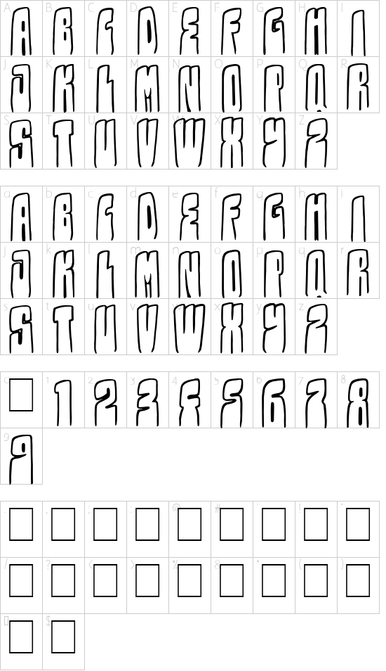 Kolossal font character map