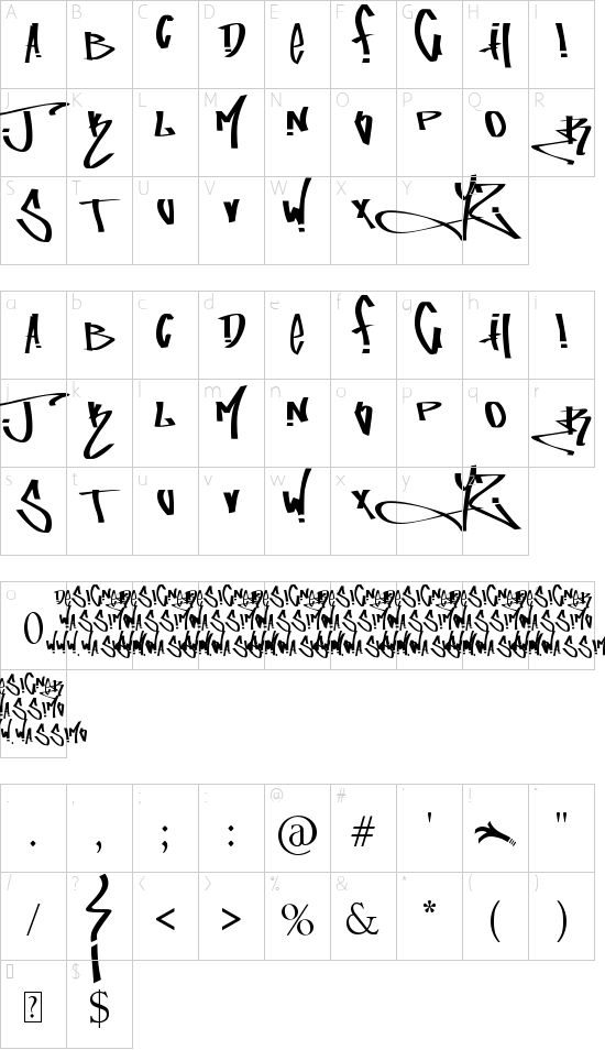 fucking tag font font character map