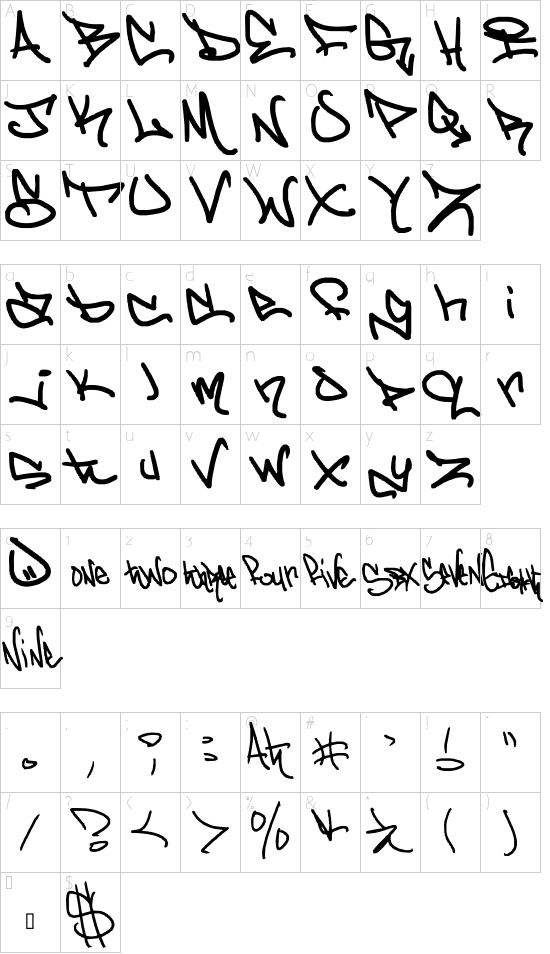 graffd Out font character map