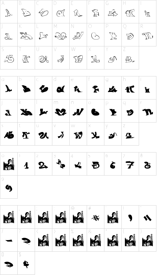 wassimo graffiti font character map