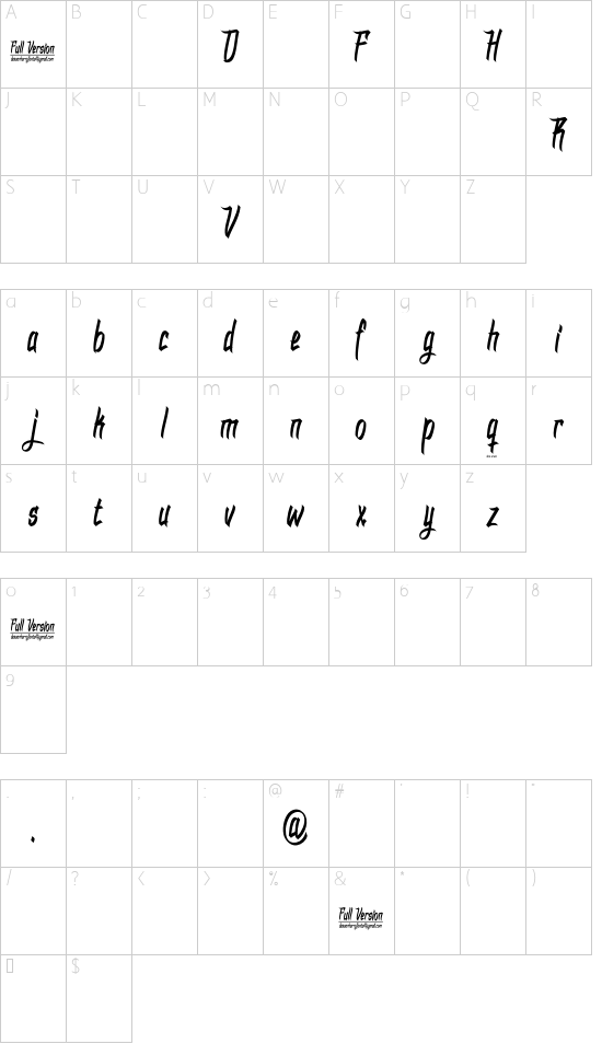 DHF Dexgraffiti Return font character map