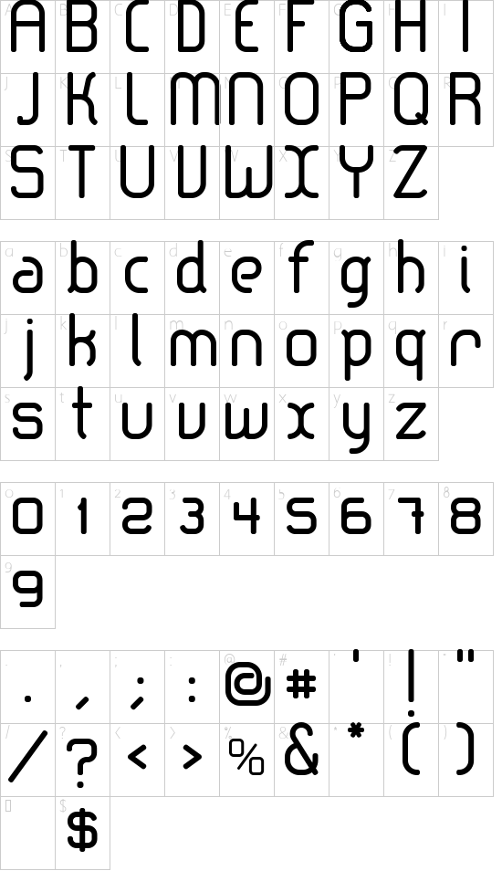 lerotica-regular font character map