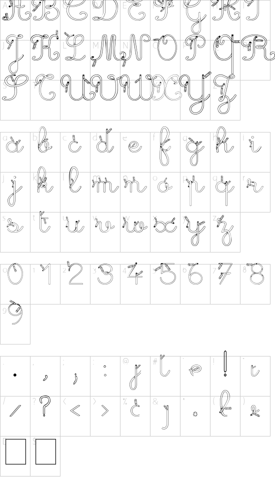 Maternellecolor creuse font character map