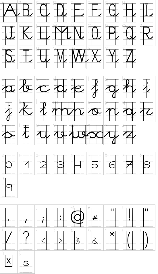 Morasoft9 font character map