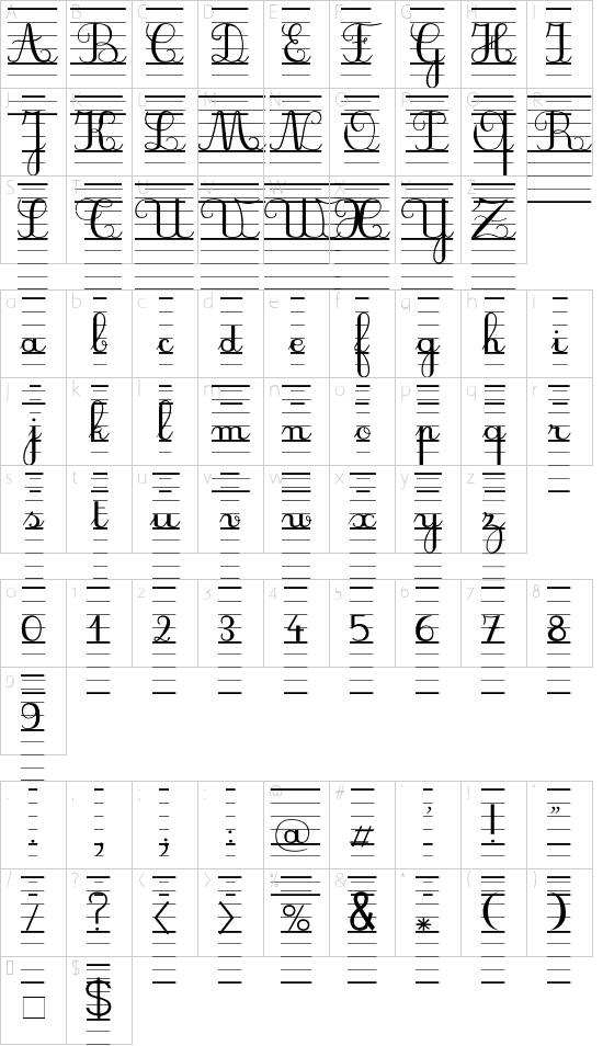 SeyesNDL font character map