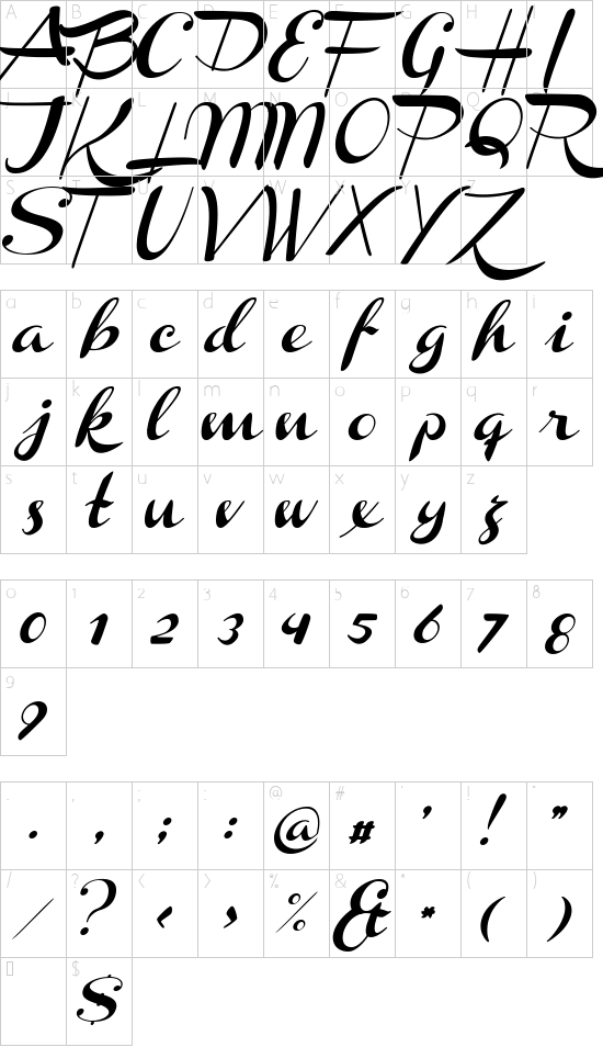 Channel Slanted 2 font character map