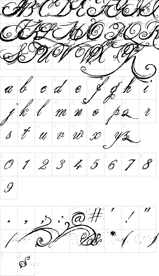 the King & Queen font font character map