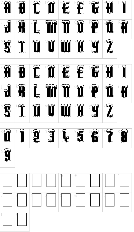 Merry Xmas font character map