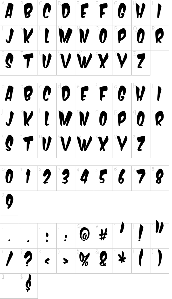 Komika Boogie font character map