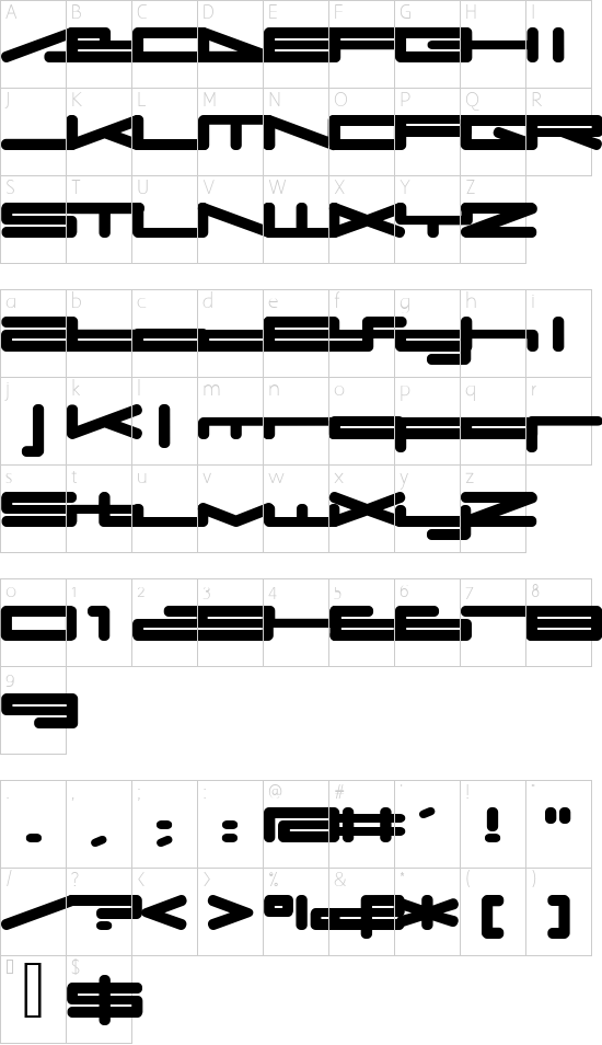 umop font character map