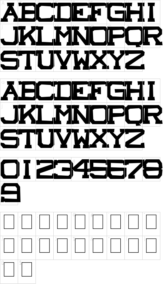 castle rock font character map