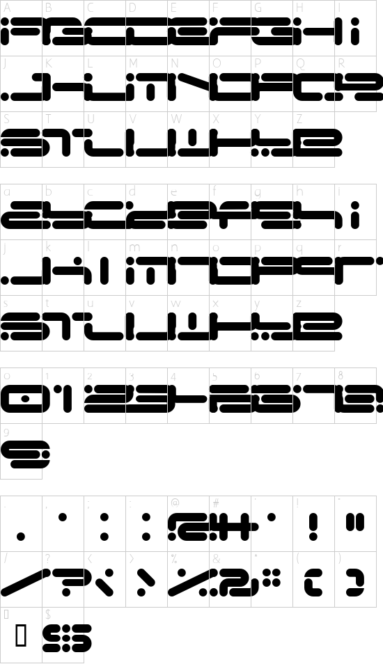 Chicory font character map