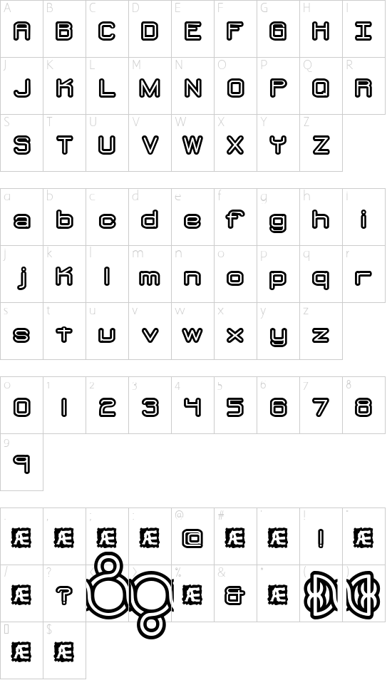 Loopy BRK font character map