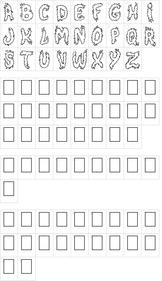 Splash font character map