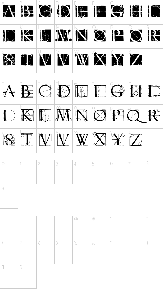 NeudoerfferScribbleQuality font character map