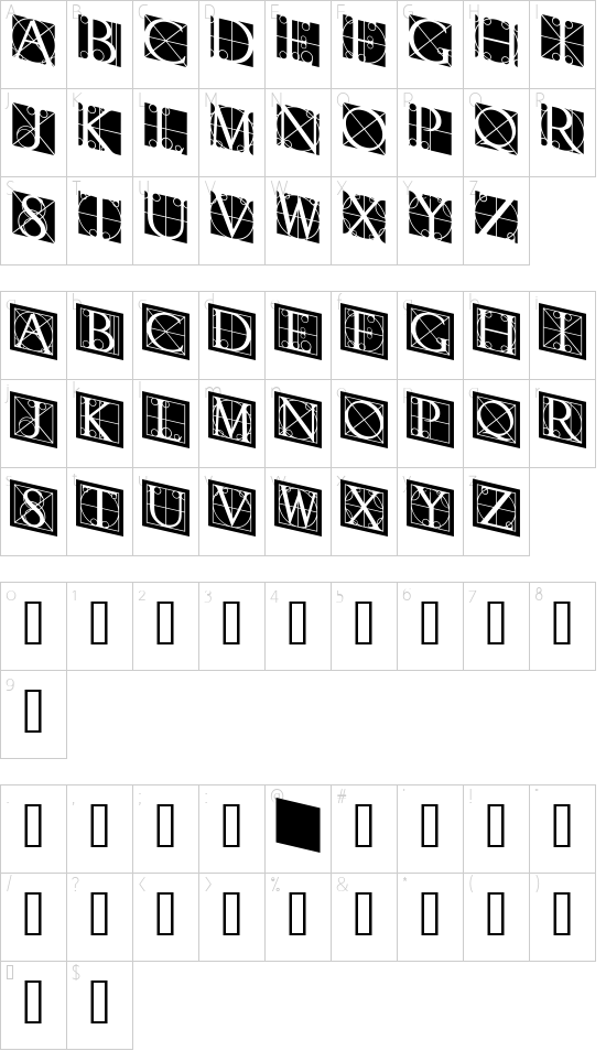 RodgauerThree font character map