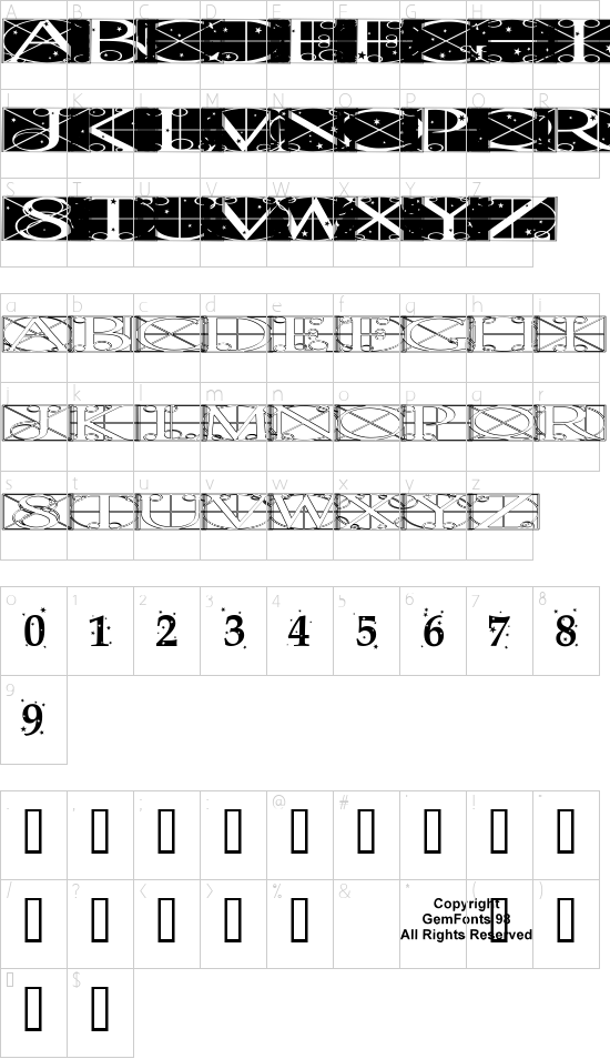 Time Pundits font character map