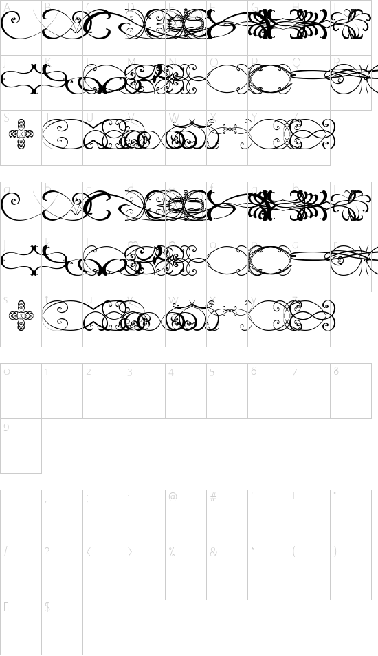 Ornamentsss tfb font character map