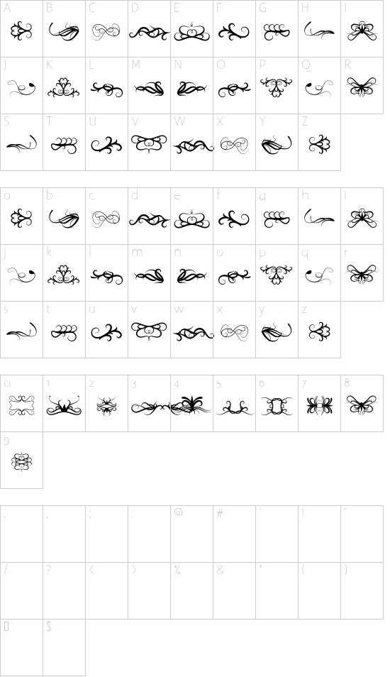 Tears Of Joy font character map