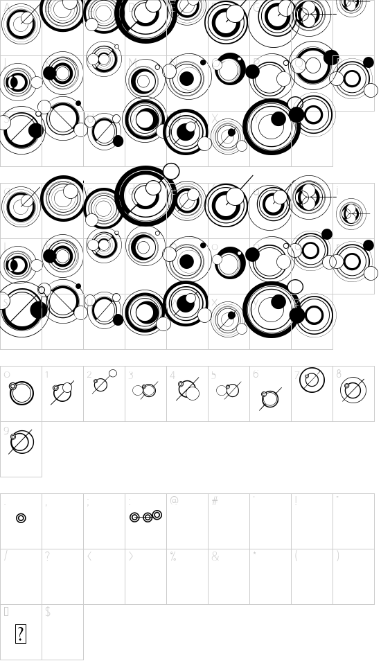 WS Simple Gallifreyan font character map