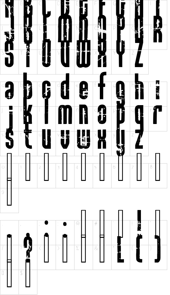 Rock it font character map