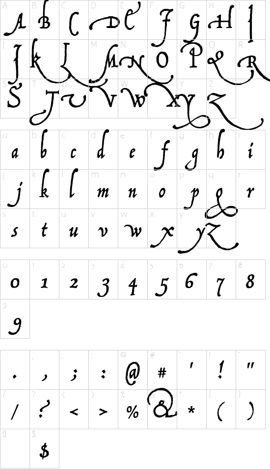 P22 Operina Fiore font character map