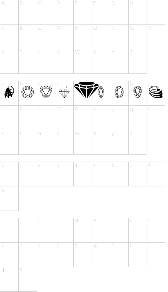 ck_jewels font character map