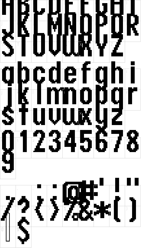 header 17_67 font character map