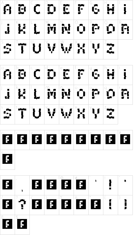 acacia Regular font character map
